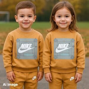 NWT Nike Toddler 2T Matching Sweatshirt Jogger‎ Set Dark Mustard Logo Play *READ